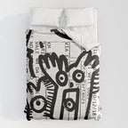 Creatures Graffiti Black and White on French Train Ticket Duvet Cover Gallery Image 6