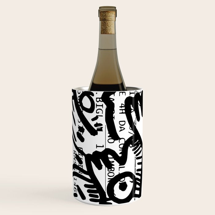 Creatures Graffiti Black and White on French Train Ticket Wine Chiller Gallery Image 2