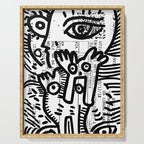 Creatures Graffiti Black and White on French Train Ticket Serving Tray Gallery Image 1