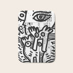 Creatures Graffiti Black and White on French Train Ticket Bath Mat Gallery Image 1