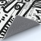 Creatures Graffiti Black and White on French Train Ticket Rug Gallery Image 4