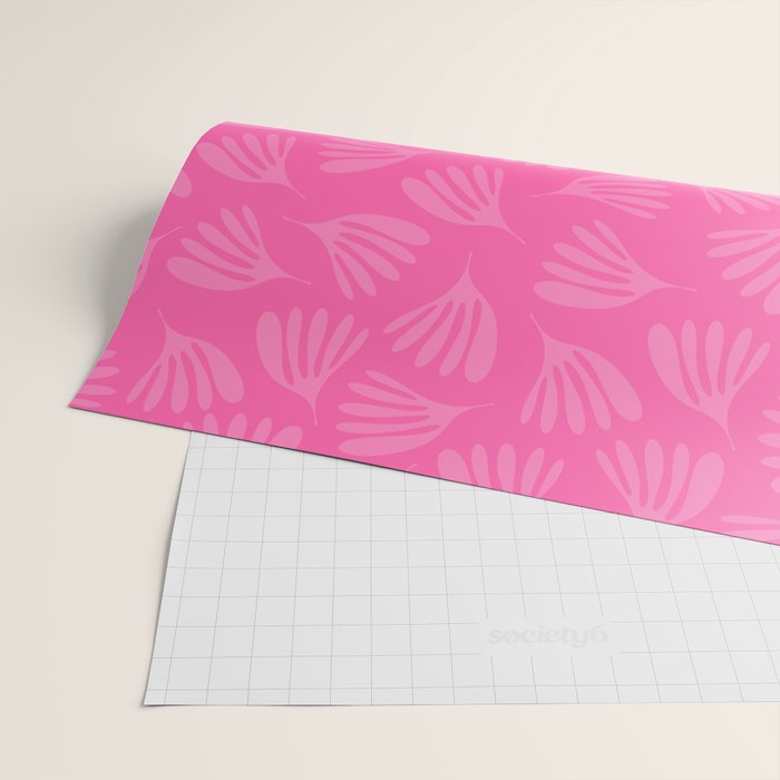 Preppy Pink Wispy Leaves Contemporary Abstract Pattern Wrapping Paper Gallery Image 2