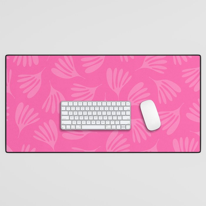 Preppy Pink Wispy Leaves Contemporary Abstract Pattern Desk Mat Gallery Image 1