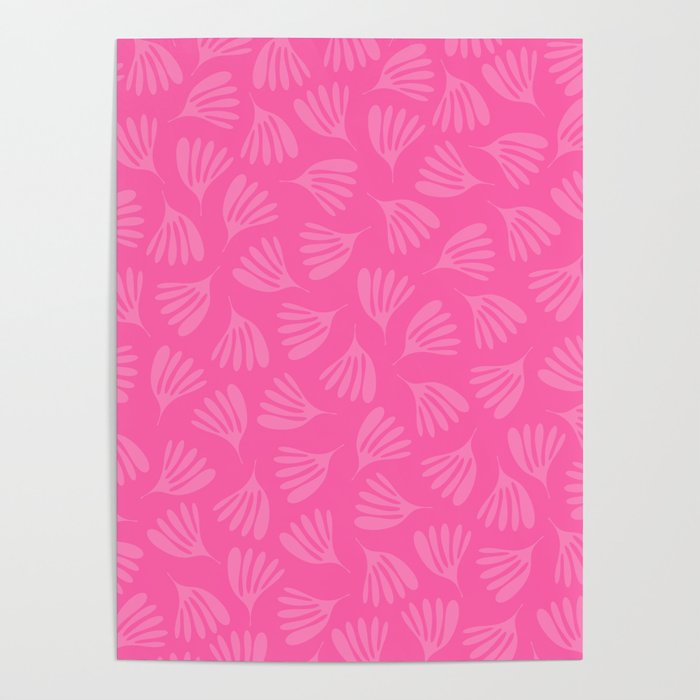 Preppy Pink Wispy Leaves Contemporary Abstract Pattern Poster Gallery Image 4