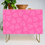 Preppy Pink Wispy Leaves Contemporary Abstract Pattern Credenza Gallery Image 1