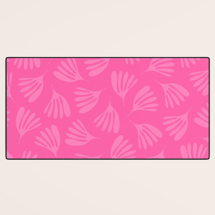 Preppy Pink Wispy Leaves Contemporary Abstract Pattern Desk Mat Gallery Image 3