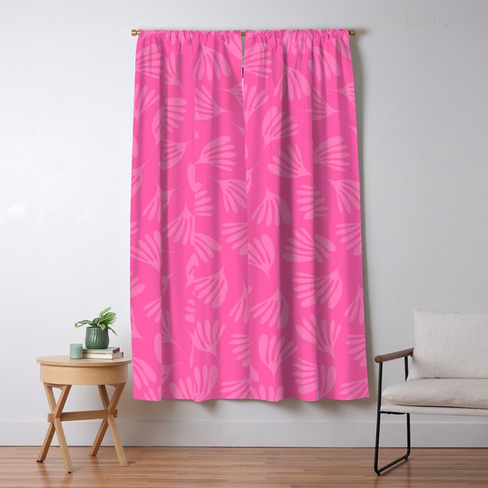Preppy Pink Wispy Leaves Contemporary Abstract Pattern Window Curtain Gallery Image 1