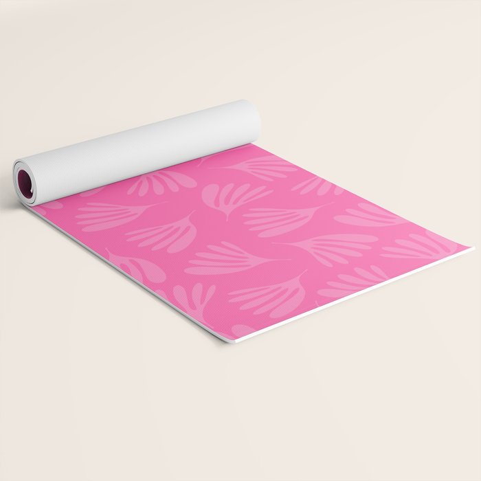 Preppy Pink Wispy Leaves Contemporary Abstract Pattern Yoga Mat Gallery Image 2