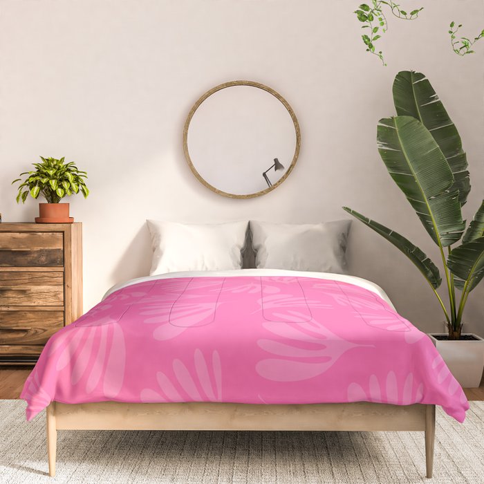 Preppy Pink Wispy Leaves Contemporary Abstract Pattern Comforter Gallery Image 3