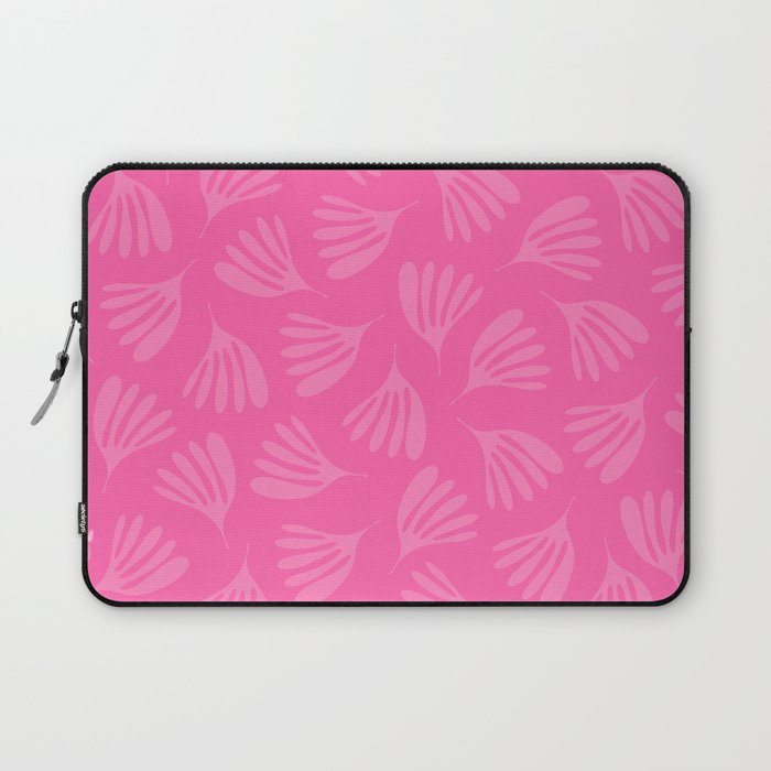Preppy Pink Wispy Leaves Contemporary Abstract Pattern Laptop Sleeve Gallery Image 1
