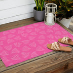 Preppy Pink Wispy Leaves Contemporary Abstract Pattern Outdoor Rug Gallery Image 2