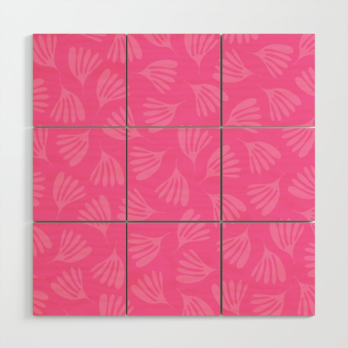 Preppy Pink Wispy Leaves Contemporary Abstract Pattern Wood Wall Art Gallery Image 1