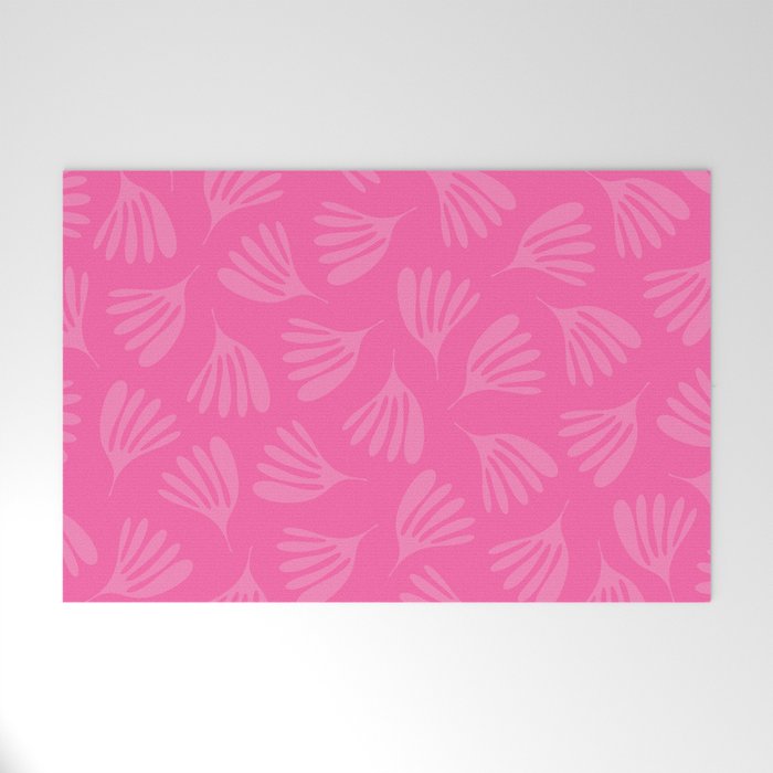 Preppy Pink Wispy Leaves Contemporary Abstract Pattern Welcome Mat Gallery Image 1