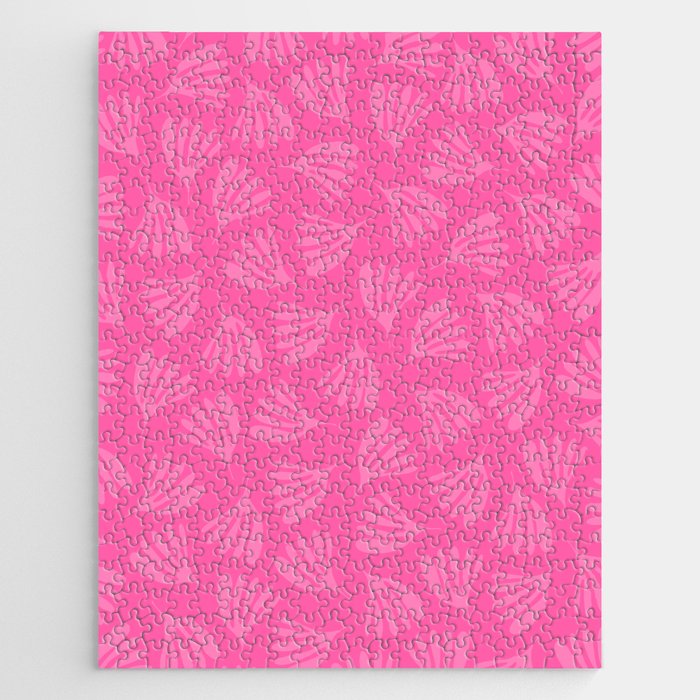 Preppy Pink Wispy Leaves Contemporary Abstract Pattern Jigsaw Puzzle Gallery Image 1