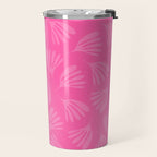 Preppy Pink Wispy Leaves Contemporary Abstract Pattern Travel Mug Gallery Image 2
