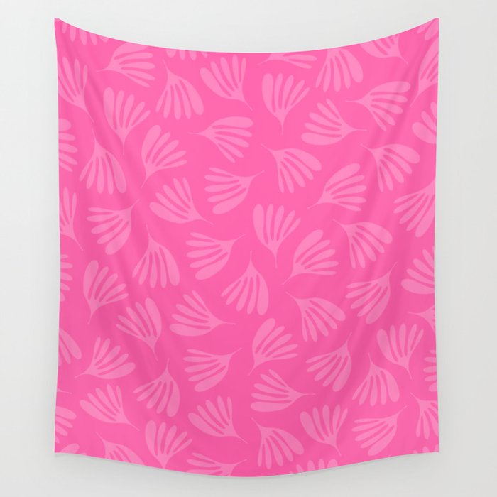 Preppy Pink Wispy Leaves Contemporary Abstract Pattern Wall Tapestry Gallery Image 1