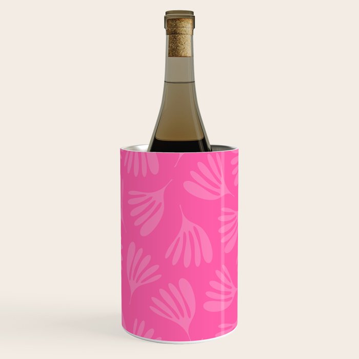 Preppy Pink Wispy Leaves Contemporary Abstract Pattern Wine Chiller Gallery Image 2