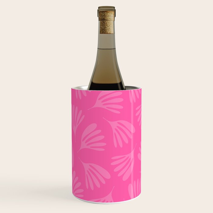 Preppy Pink Wispy Leaves Contemporary Abstract Pattern Wine Chiller Gallery Image 3
