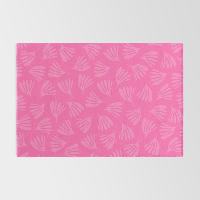 Preppy Pink Wispy Leaves Contemporary Abstract Pattern Rug Gallery Image 2