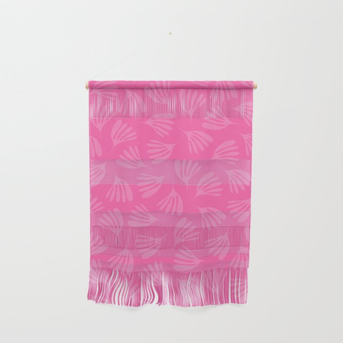 Preppy Pink Wispy Leaves Contemporary Abstract Pattern Wall Hanging Gallery Image 1