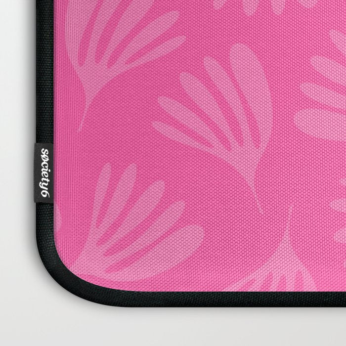 Preppy Pink Wispy Leaves Contemporary Abstract Pattern Laptop Sleeve Gallery Image 3