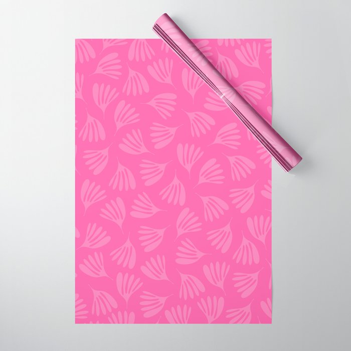 Preppy Pink Wispy Leaves Contemporary Abstract Pattern Wrapping Paper Gallery Image 1
