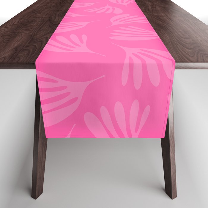 Preppy Pink Wispy Leaves Contemporary Abstract Pattern Table Runner Gallery Image 1