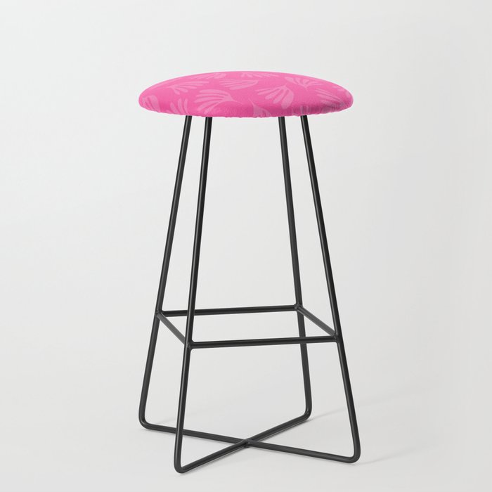 Preppy Pink Wispy Leaves Contemporary Abstract Pattern Stool Gallery Image 1
