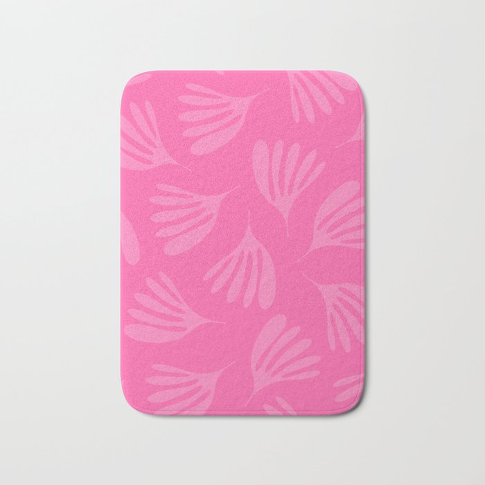 Preppy Pink Wispy Leaves Contemporary Abstract Pattern Bath Mat Gallery Image 1
