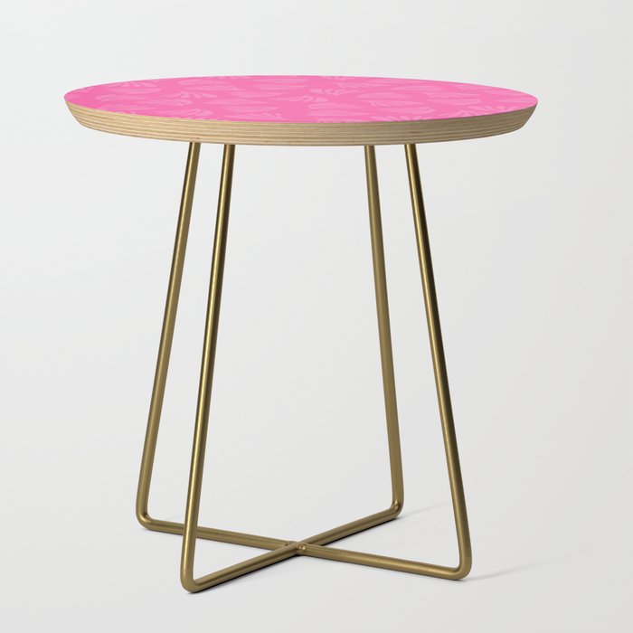Preppy Pink Wispy Leaves Contemporary Abstract Pattern Side Table Gallery Image 1