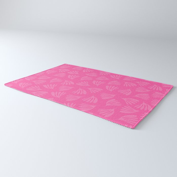 Preppy Pink Wispy Leaves Contemporary Abstract Pattern Rug Gallery Image 3