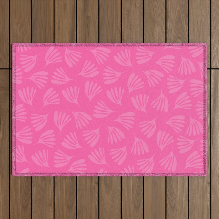 Preppy Pink Wispy Leaves Contemporary Abstract Pattern Outdoor Rug Gallery Image 1