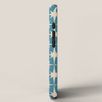 Atomic Age Retro Midcentury Starburst Pattern in Cream and 50s Blue iPhone Case Gallery Image 2