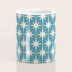 Atomic Age Retro Midcentury Starburst Pattern in Cream and 50s Blue Coffee Mug Gallery Image 4