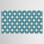 Atomic Age Retro Midcentury Starburst Pattern in Cream and 50s Blue Tablecloth Gallery Image 2