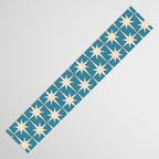 Atomic Age Retro Midcentury Starburst Pattern in Cream and 50s Blue Table Runner Gallery Image 3