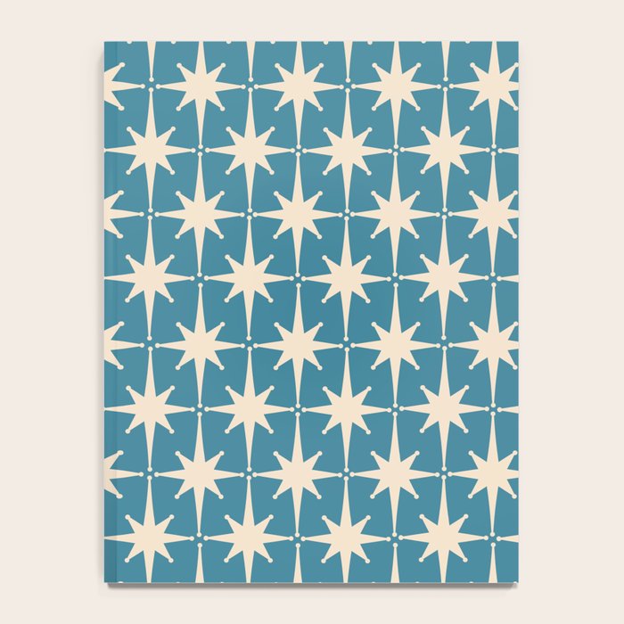 Atomic Age Retro Midcentury Starburst Pattern in Cream and 50s Blue Notebook Gallery Image 4
