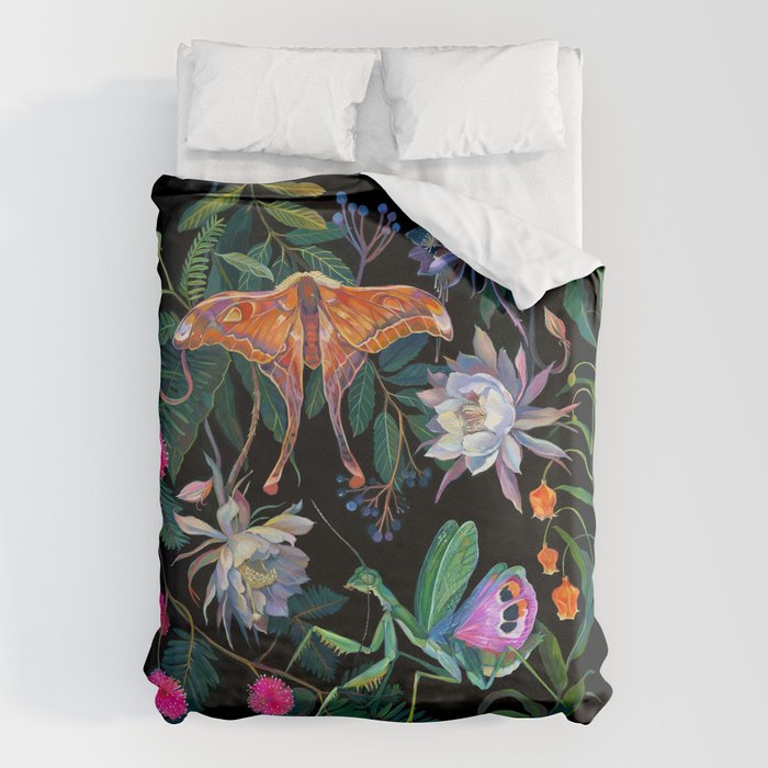 Mantis and Moth Cactus Flower Duvet Cover Gallery Image 1