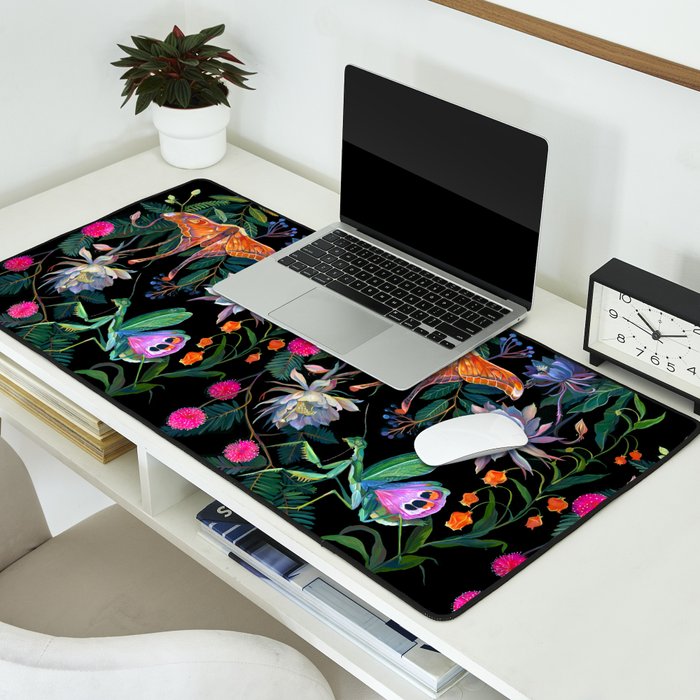Mantis and Moth Cactus Flower Desk Mat Gallery Image 2