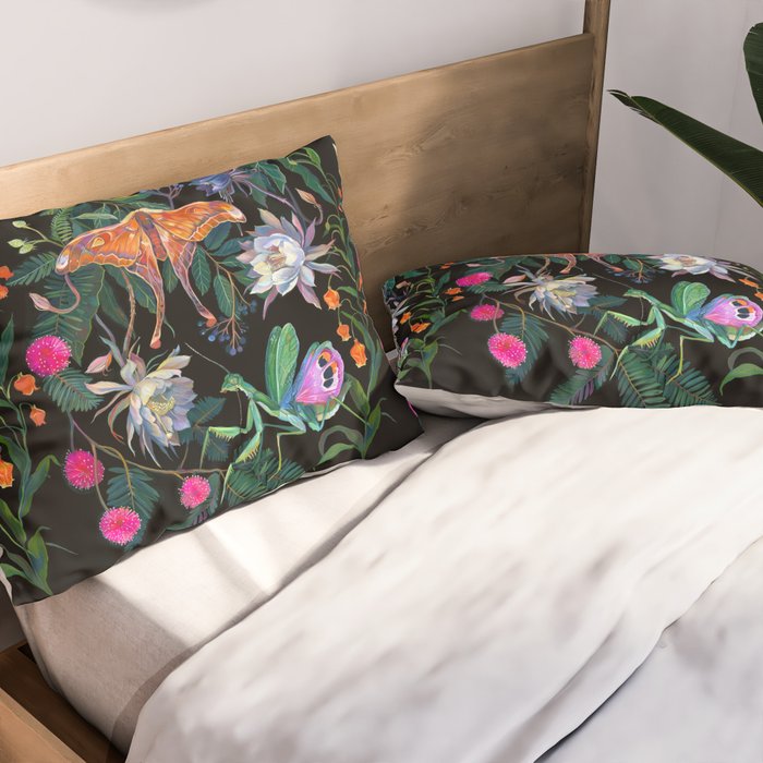 Mantis and Moth Cactus Flower Pillow Sham Gallery Image 2