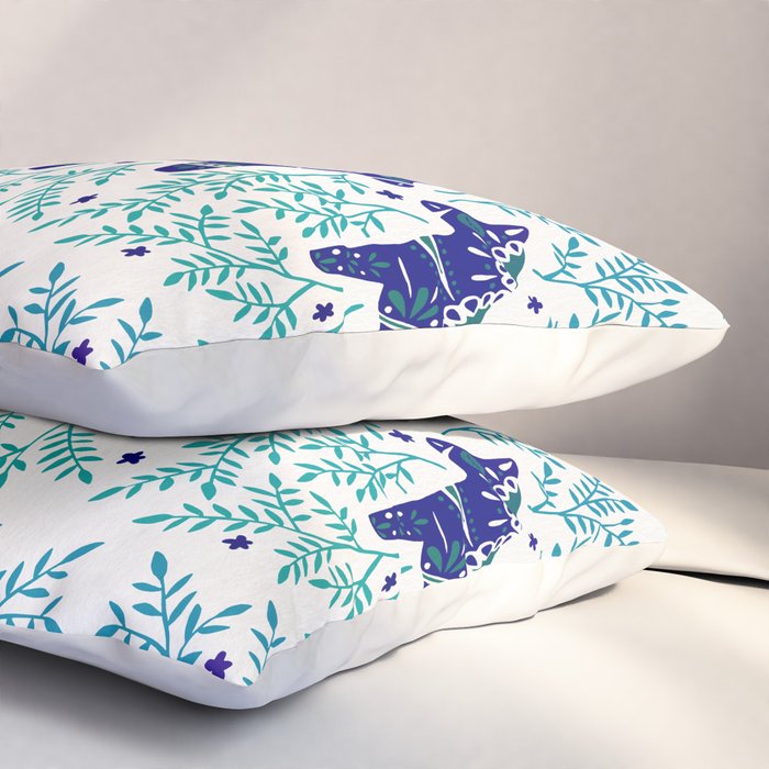 Swedish Dala Horses - Navy & Blue Palette Pillow Sham Gallery Image 3