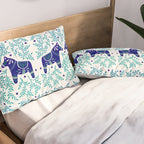 Swedish Dala Horses - Navy & Blue Palette Pillow Sham Gallery Image 2