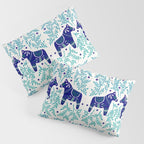 Swedish Dala Horses - Navy & Blue Palette Pillow Sham Gallery Image 3