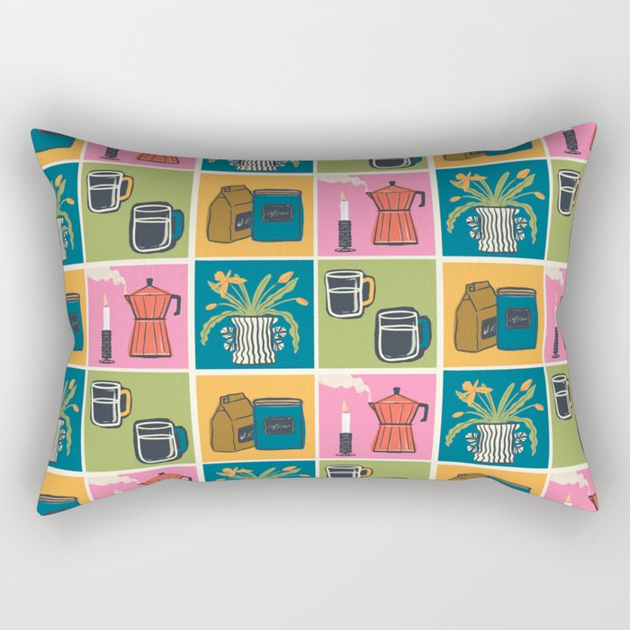 Morning Coffee Essentials Still Life Rectangular Pillow Gallery Image 1