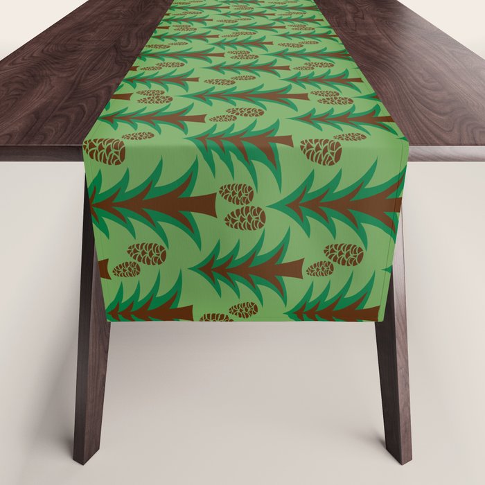 Abstract Fir Trees and Pine Cones Table Runner Gallery Image 1