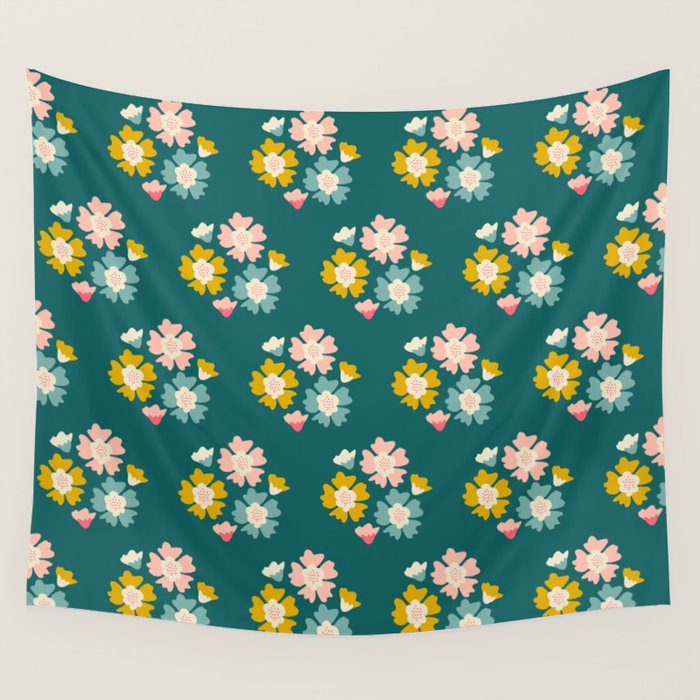Blooming Flower - Green  Wall Tapestry Gallery Image 4