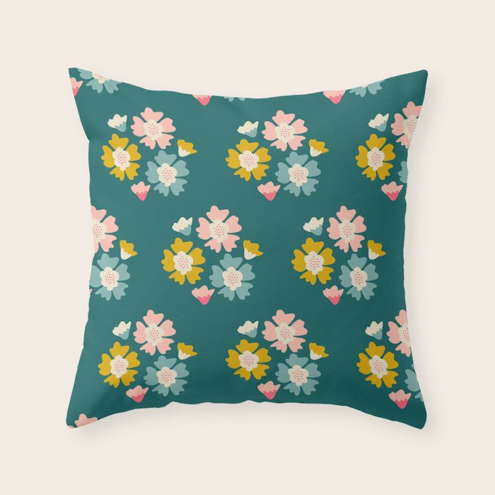 Blooming Flower - Green  Throw Pillow Gallery Image 6