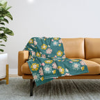 Blooming Flower - Green  Throw Blanket Gallery Image 1