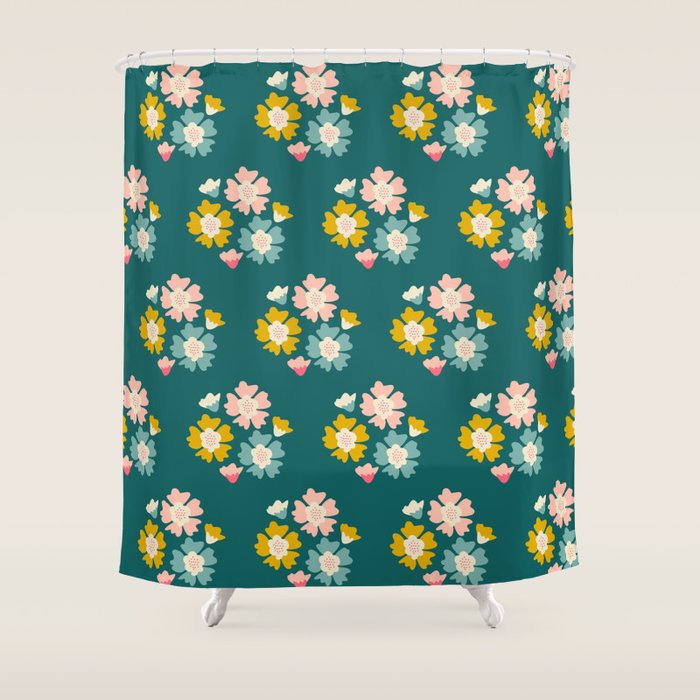 Blooming Flower - Green  Shower Curtain Gallery Image 1