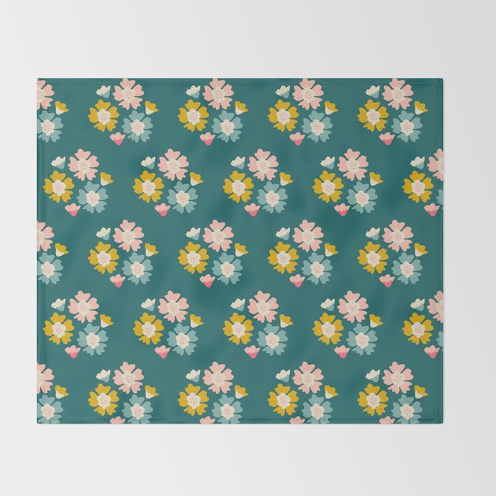 Blooming Flower - Green  Throw Blanket Gallery Image 2